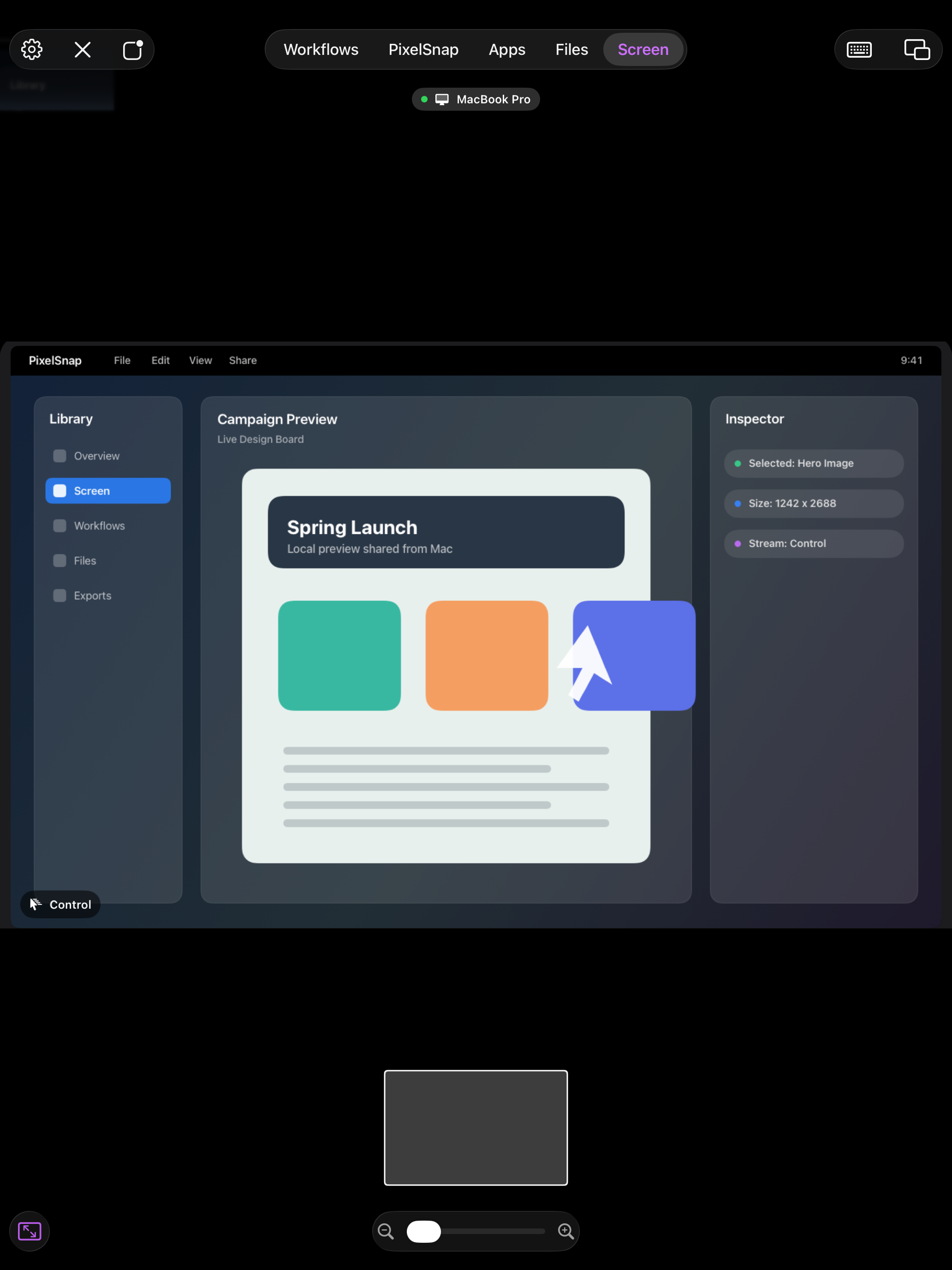 Cuevello full-screen Screen control on iPad